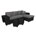 Paris Prix Canapé D'Angle Droit Convertible Niche à Gauche "Torino" 254cm Gris & Noir