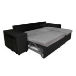 Paris Prix Canapé D'Angle Droit Convertible Niche à Gauche "Torino" 254cm Gris & Noir