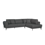 Paris Prix Canapé D'Angle Droit Convertible "Pinayo" 304cm Gris Foncé