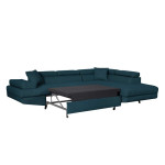 Paris Prix Canapé D'Angle Droit Convertible "Tean" 271cm Bleu Pétrole & Noir