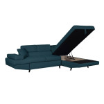 Paris Prix Canapé D'Angle Droit Convertible "Tean" 271cm Bleu Pétrole & Noir