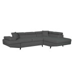 Paris Prix Canapé D'Angle Droit Convertible "Tean" 271cm Gris Foncé & Noir