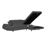 Paris Prix Canapé D'Angle Droit Convertible "Tean" 271cm Gris Foncé & Noir