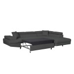 Paris Prix Canapé D'Angle Droit Convertible "Tean" 271cm Gris Foncé & Noir
