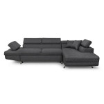 paris prix Canapé d'Angle Droit Convertible Tissu "Noma" 271cm Gris Foncé
