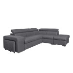 Paris Prix Canapé D'Angle Droit Convertible "Zemy" 262cm Gris Foncé