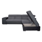 Paris Prix Canapé D'Angle Droit Convertible "Zemy" 262cm Gris & Noir