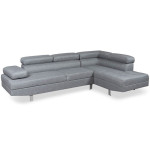 Paris Prix Canapé D'Angle Droit En Tissu "Têtière" 260cm Gris