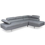 Paris Prix Canapé D'Angle Droit En Tissu "Têtière" 260cm Gris