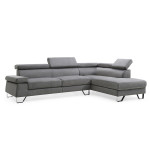 Paris Prix Canapé D'Angle Droit En Velours "Xumi" 260cm Gris