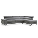 Paris Prix Canapé D'Angle Droit En Velours "Xumi" 260cm Gris