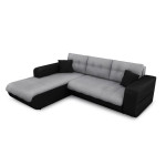 Paris Prix Canapé D'Angle Gauche Convertible Microfibre "Liace" 242cm Gris & Noir