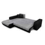 Paris Prix Canapé D'Angle Gauche Convertible Microfibre "Liace" 242cm Gris & Noir