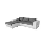 Paris Prix Canapé D'Angle Gauche Convertible Microfibre "Liace" 242cm Gris & Blanc
