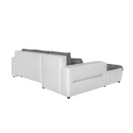 Paris Prix Canapé D'Angle Gauche Convertible Microfibre "Liace" 242cm Gris & Blanc