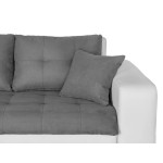 Paris Prix Canapé D'Angle Gauche Convertible Microfibre "Liace" 242cm Gris & Blanc