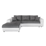 paris prix Canapé d'Angle Gauche Convertible Microfibre "Liace" 242cm Gris & Blanc