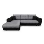 paris prix Canapé d'Angle Gauche Convertible Microfibre "Liace" 242cm Gris & Noir