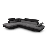 Paris Prix Canapé D'Angle Gauche Convertible Microfibre "Noma" 271cm Gris & Noir