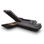 Paris Prix Canapé D'Angle Gauche Convertible Microfibre "Noma" 271cm Gris & Noir