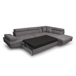 Paris Prix Canapé D'Angle Gauche Convertible Microfibre "Noma" 271cm Gris
