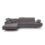 paris prix Canapé d'Angle Gauche Convertible Microfibre "Noma" 271cm Gris