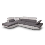 Paris Prix Canapé D'Angle Gauche Convertible Microfibre "Noma" 271cm Gris & Blanc