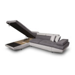 Paris Prix Canapé D'Angle Gauche Convertible Microfibre "Noma" 271cm Gris & Blanc