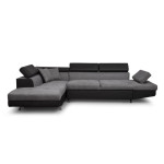 paris prix Canapé d'Angle Gauche Convertible Microfibre "Noma" 271cm Gris & Noir