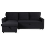 paris prix Canapé d'Angle Gauche Convertible "Minera" 215cm Noir