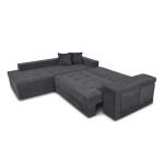 Paris Prix Canapé D'Angle Gauche Convertible Niche à Droite "Raly" 288cm Gris Foncé