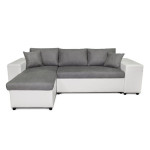 Paris Prix Canapé D'Angle Gauche Convertible Niche à Droite "Torino" 254cm Gris & Blanc