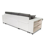 Paris Prix Canapé D'Angle Gauche Convertible Niche à Droite "Torino" 254cm Gris & Blanc