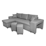 Paris Prix Canapé D'Angle Gauche Convertible Niche à Droite "Torino" 254cm Gris Clair