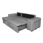 Paris Prix Canapé D'Angle Gauche Convertible Niche à Droite "Torino" 254cm Gris Clair