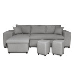 paris prix Canapé d'Angle Gauche Convertible Niche à Droite "Torino" 254cm Gris Clair