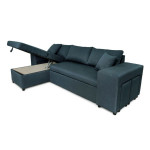Paris Prix Canapé D'Angle Gauche Convertible Niche à Droite "Torino" 254cm Bleu Pétrole
