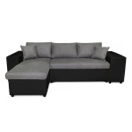 Paris Prix Canapé D'Angle Gauche Convertible Niche à Droite "Torino" 254cm Gris & Noir