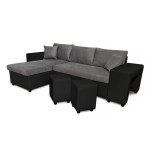 Paris Prix Canapé D'Angle Gauche Convertible Niche à Droite "Torino" 254cm Gris & Noir