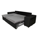 Paris Prix Canapé D'Angle Gauche Convertible Niche à Droite "Torino" 254cm Gris & Noir