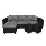 paris prix Canapé d'Angle Gauche Convertible Niche à Droite "Torino" 254cm Gris & Noir