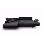 paris prix Canapé d'Angle Gauche Convertible "Noma" 271cm Gris & Noir
