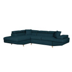 Paris Prix Canapé D'Angle Gauche Convertible "Tean" 271cm Bleu Pétrole