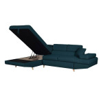 Paris Prix Canapé D'Angle Gauche Convertible "Tean" 271cm Bleu Pétrole