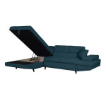 Paris Prix Canapé D'Angle Gauche Convertible "Tean" 271cm Bleu Pétrole & Noir