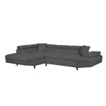 Paris Prix Canapé D'Angle Gauche Convertible "Tean" 271cm Gris Foncé & Noir