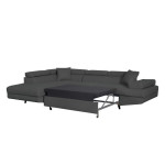 Paris Prix Canapé D'Angle Gauche Convertible "Tean" 271cm Gris Foncé & Noir
