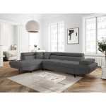 Paris Prix Canapé D'Angle Gauche Convertible "Tean" 271cm Gris Foncé & Noir