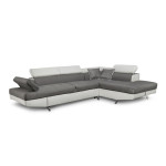 Paris Prix Canapé D'Angle Gauche Convertible Tissu "Noma" 271cm Gris & Blanc