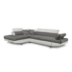 Paris Prix Canapé D'Angle Gauche Convertible Tissu "Noma" 271cm Gris & Blanc